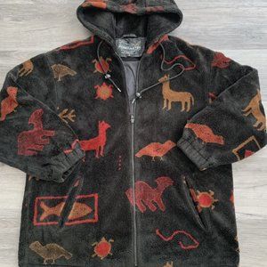 Vintage Forecaster Sport Fleece Jacket Winter Aztec Outdoor Warm Size S Hooded